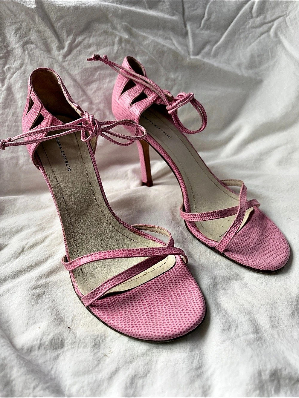 Banana Republic Pink Lace-Up Strappy Heels